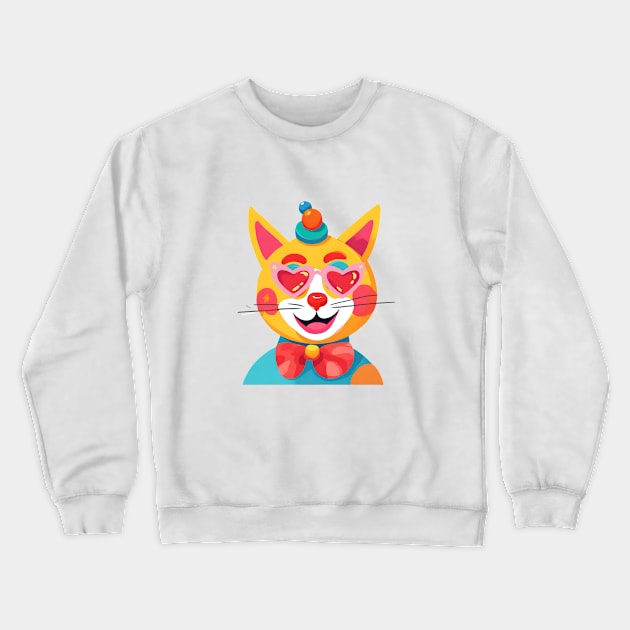 Funny Clown Cat Crewneck Sweatshirt by hardworking